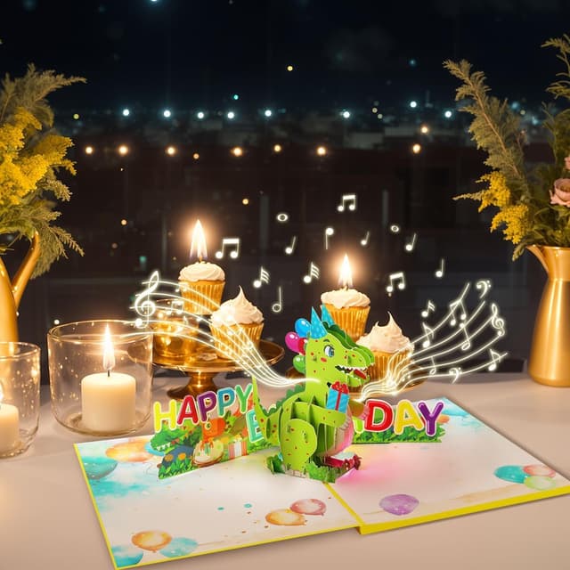 Thumbnail 3 de CNLITIHEKA Musical Dinosaur Birthday Card