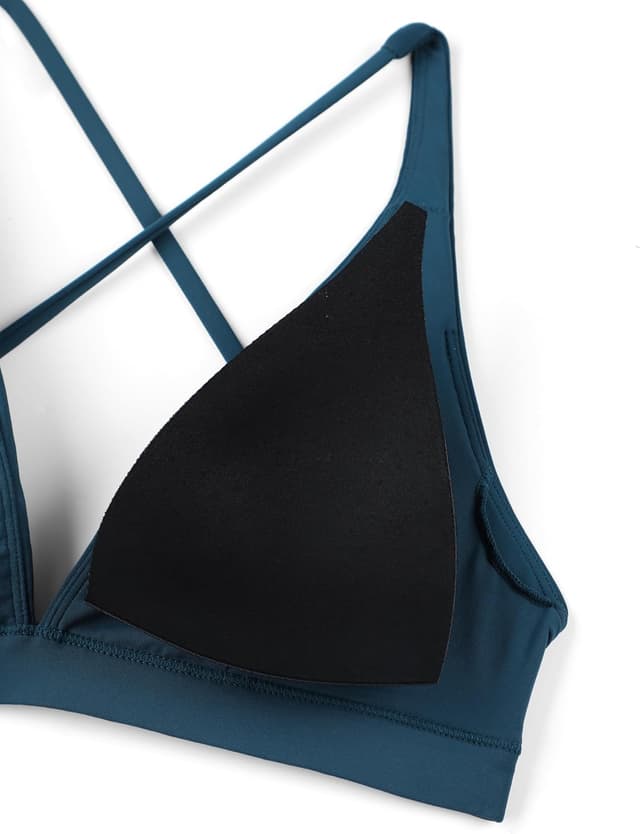 Detalle de CRZ YOGA haut de bikini femme à col V dos croisé, rembourré et bretelles croisées