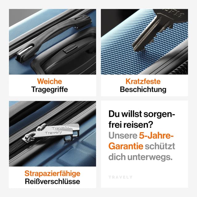 Thumbnail 6 de Travely Polycarbonat Koffer Set (77 cm, 67 cm & Handgepäck) mit TSA-Schloss