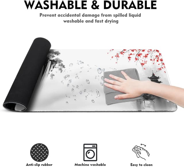 Detalle 2 de Giecy Tapis de souris gaming XXL 800 x 300 mm « Cascade Zen » avec base antidérapante