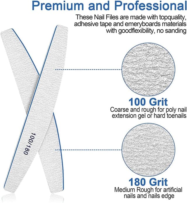 Detalle de Nagelfeile-Set für Gel- und Acrylnägel: Doppelseitige 100/180 Körnung (12 Stück)