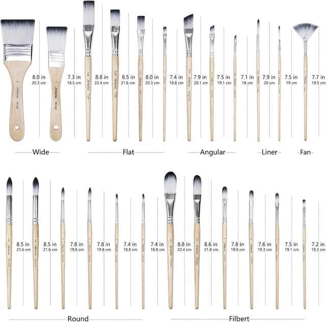 Detalle 2 de Artecho Pinselset 24 Pinsel für Malerei 🎨
