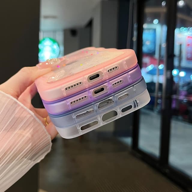 Detalle de ZTOFERA Handyhülle für iPhone 15 (6,1") – transparente TPU-Schutzhülle mit Wellenrahmen und Sternen-Design, blau