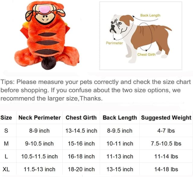 Detalle de AIHANCH Tiger Dog Costume Hoodie in Soft Coral Velvet (Winter Outfit for Small Dogs) – XL