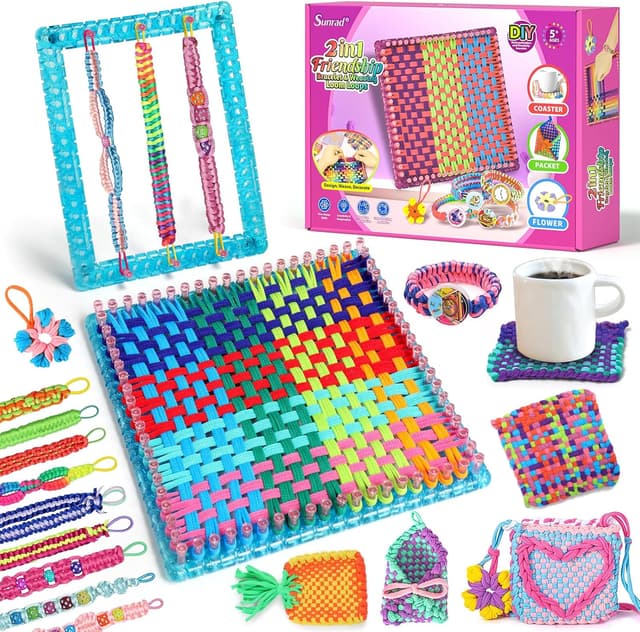 Detalle de Sunrad 2-in-1 Friendship Bracelet & Weaving Loom Kit for Kids