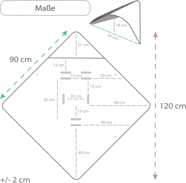 Detalle de Einschlagdecke für Babyschale 90x90 cm – Fußsack/Blanket für Kinderwagen & Autositz (Minky, Oeko-Tex)
