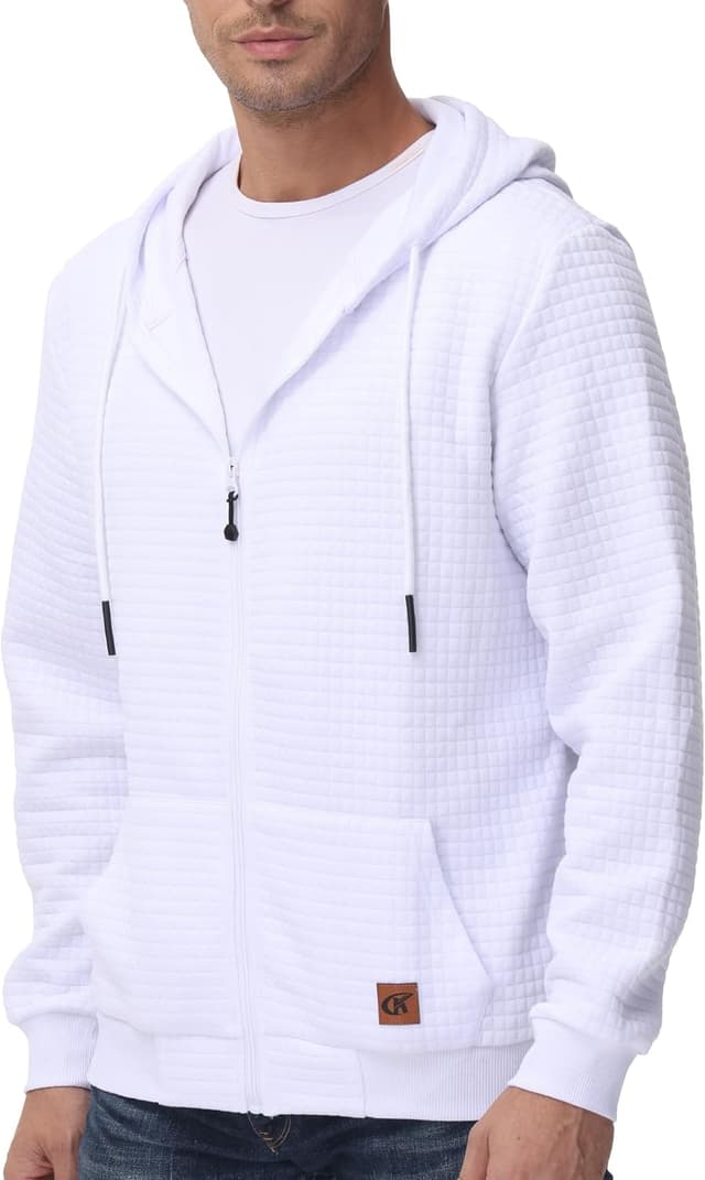 Detalle de Tyhengta Herren Kapuzenpullover mit Reißverschluss und Taschen – Sportliche Sweatjacke