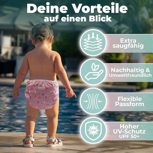 Detalle 2 de KIDVERSE 2er Set Schwimmwindel 0–3 Jahre