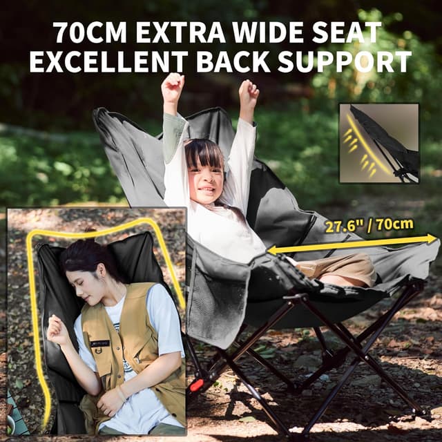 Detalle 2 de Naturehike Sea Star faltbarer Campingstuhl (gepolstert, XXL) mit Tasche – hochlehner Relaxsessel für Garten & Outdoor