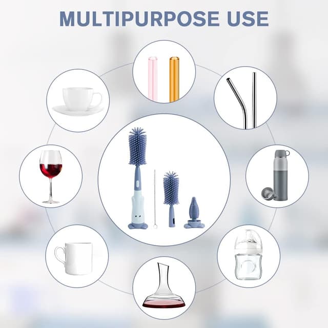 Detalle de Vicloon Baby Bottle Brush 3-in-1 Silicone Bottle and Teat Cleaning Brush