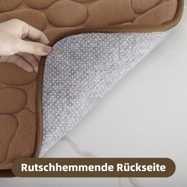 Detalle de chakme Badematte aus Memoryschaum (50x80 cm) mit rutschfester Unterseite, braun