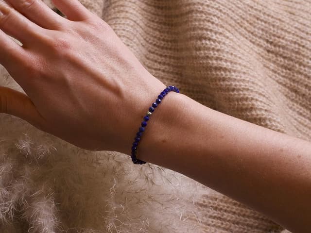 Detalle de BERGERLIN Echtes Naturstein-Perlenarmband aus Lapislazuli mit 925-Silberperle & Echtheitszertifikat – Unisex