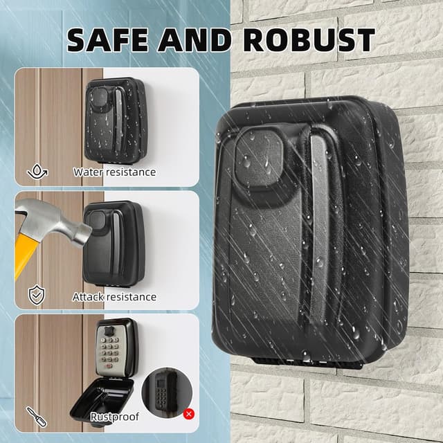 Detalle de Unichefry wall mounted key safe with waterproof cover and high-security combination lock