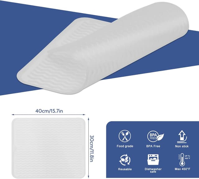 Thumbnail 6 de KitchenRaku Abtropfmatte 30×40 cm aus Silikon – hitzebeständige, rutschfeste Spülunterlage