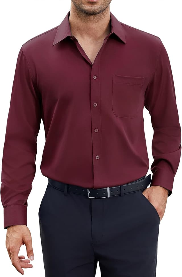 Detalle de siliteelon Herren Hemden bügelfrei Regular Fit – Langarm Businesshemd mit Stretch