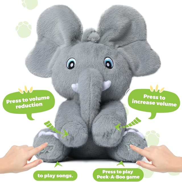 Detalle de Tunnyfiy Peek A Boo Elephant Plush Toy