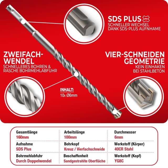 Thumbnail 2 de SCHWABENBACH Set Punte SDS Plus 6 mm x 160 mm
