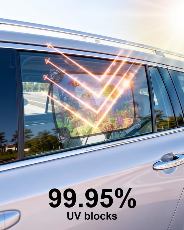Detalle de PEMOTech Auto Sonnenschutz Baby 2026 Upgrade für Heck- und Seitenscheibe (2 Stück) mit Saugnäpfen, UPF50+