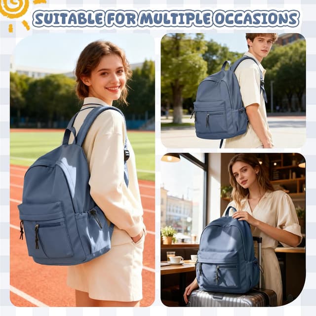 Thumbnail 6 de WEPLAN School Bag Backpack for Teenagers with 14-inch Laptop Compartment, Waterproof (Blue Purple)