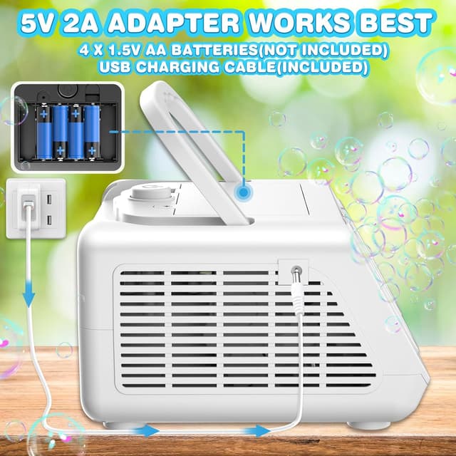 Detalle de Pigipigi Kids Macchina Bolle di Sapone automatica con 2 velocità (22.000+ bolle/min) per giochi da esterno