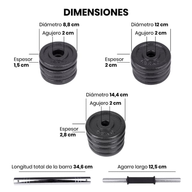 Thumbnail 1 de Unycos Iron Transformer 20 kg — maletín con barra de conexión 🏋️