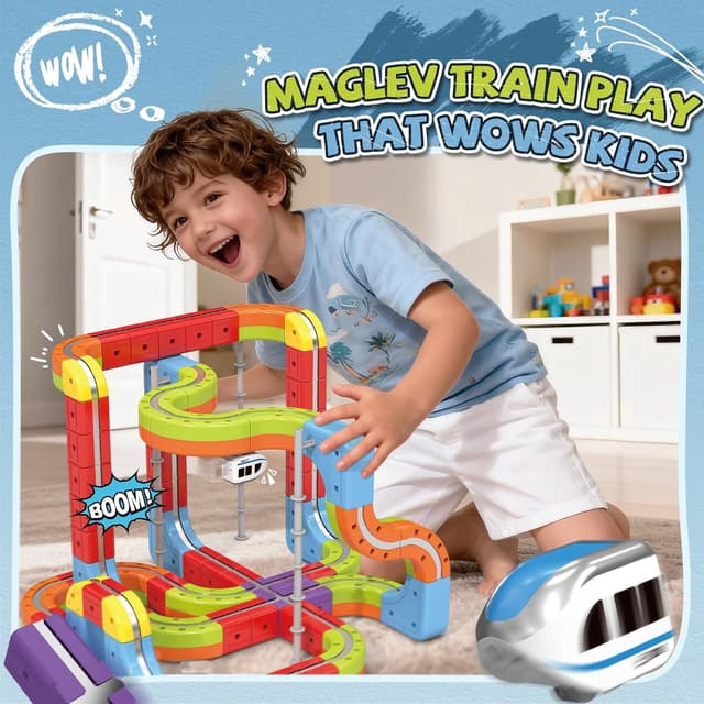 Detalle 2 de YESHIN Clickrail Electric Train Set – DIY-Eisenbahnset mit modulierbaren 3D-Schienen und motorisiertem Zug, ab 3 Jahren