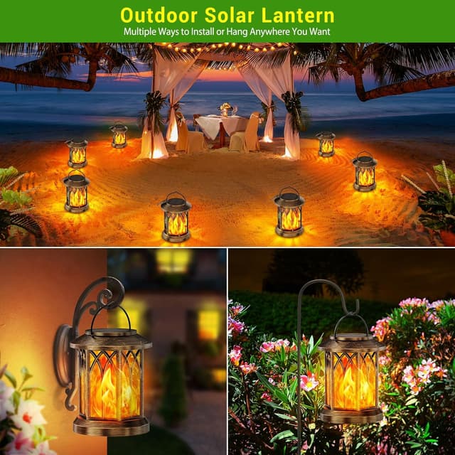 Thumbnail 6 de KOOPER Solar Lights Outdoor Garden – 2 Pack Hanging Solar Lanterns with Flickering Flame Effect LED (Waterproof)