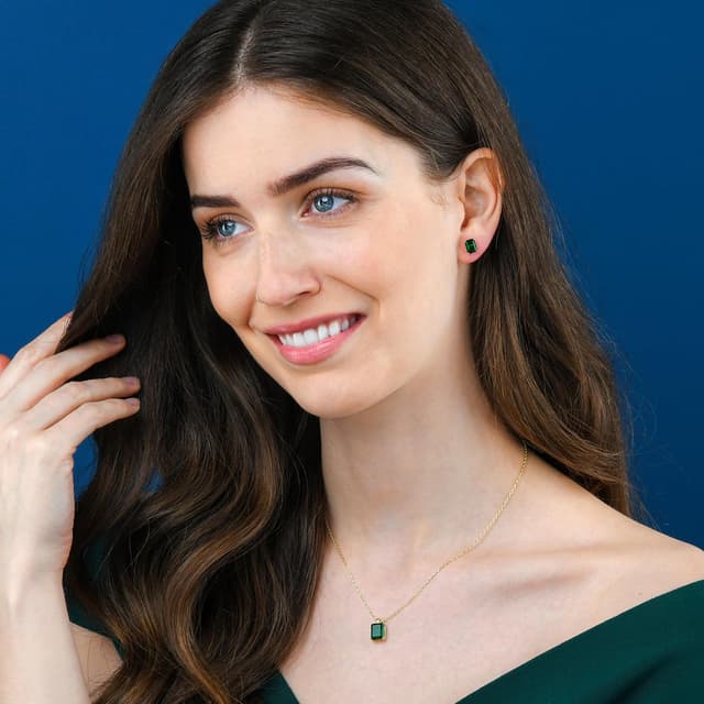 Detalle de namana Collana da donna in Argento Sterling 925 con pietra rettangolare smeraldo