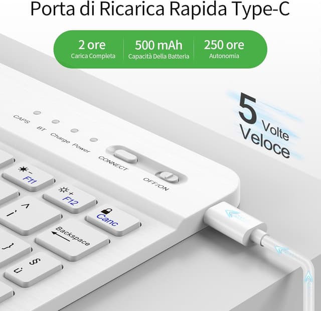 Detalle de TQQ Cover con Tastiera Bluetooth per iPad Air 11” (compatibile M3 2025/M2 2024 e altri 11”) con layout Italiano QWERTY