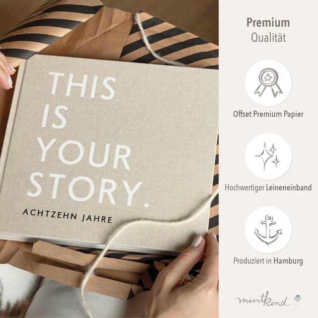 Thumbnail 6 de mintkind Erinnerungsbuch Kindheit Beige – Geburtstagsbuch von 0 bis 18 Jahren mit Leinenalbum & Vorlagen