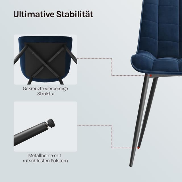 Thumbnail 6 de WOLTU Esszimmerstühle 6er Set – gepolstert, Samt, Rückenlehne