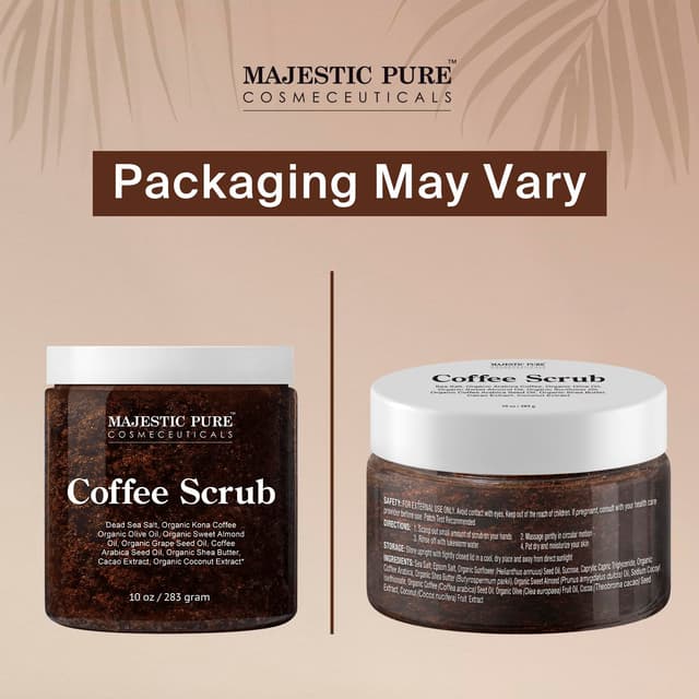 Detalle 2 de MAJESTIC PURE Arabica Coffee Scrub (10 oz) — All-Natural Exfoliating Body Scrub for Cellulite, Stretch Marks & Spider Veins