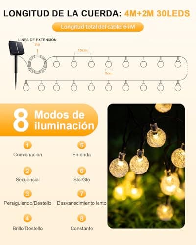 Detalle 2 de AdalyRoma Cadena solar 6 m con 30 bolas