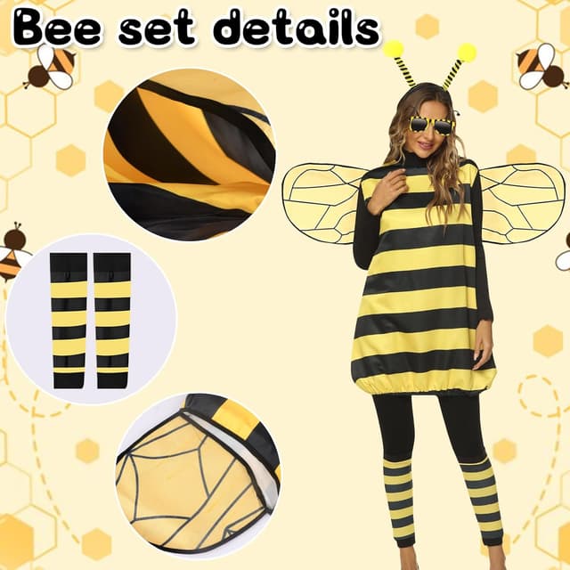 Detalle 1 de BITOYO déguisement abeille adulte 6 pièces