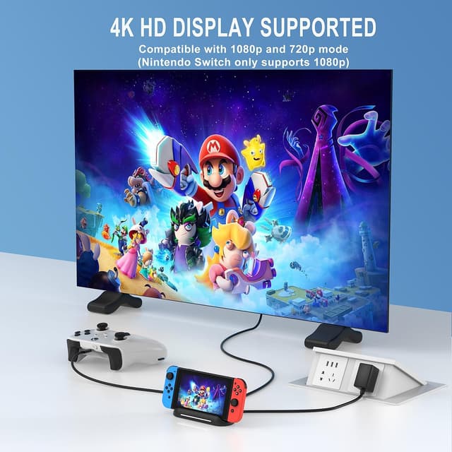 Detalle de 5 in 1 Switch Dock TV Adapter for Nintendo Switch OLED – HDMI, USB 3.0 and USB-C charging (Type‑C connect)