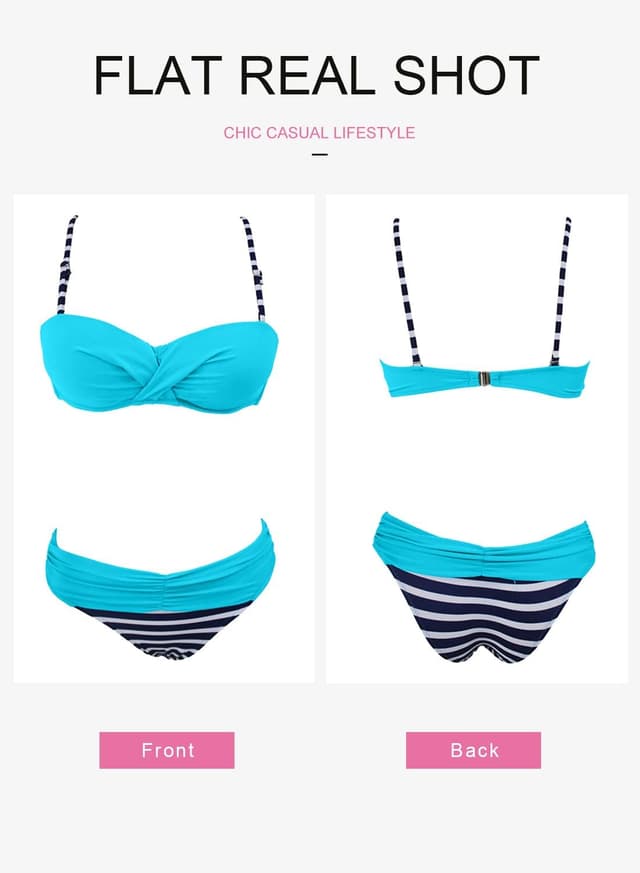 Detalle de Dokotoo Damen Bikini Set mit Push-up Effekt – Crossover-Design, Größen S bis XXL