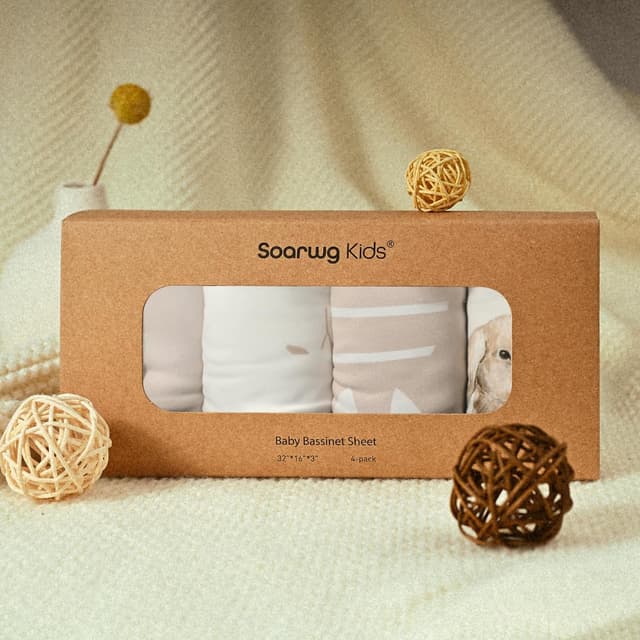 Thumbnail 6 de Moses Basket Sheets 82 x 41cm – 4 Pack Fitted Bassinet, Oeko-tex100, Rabbit Style