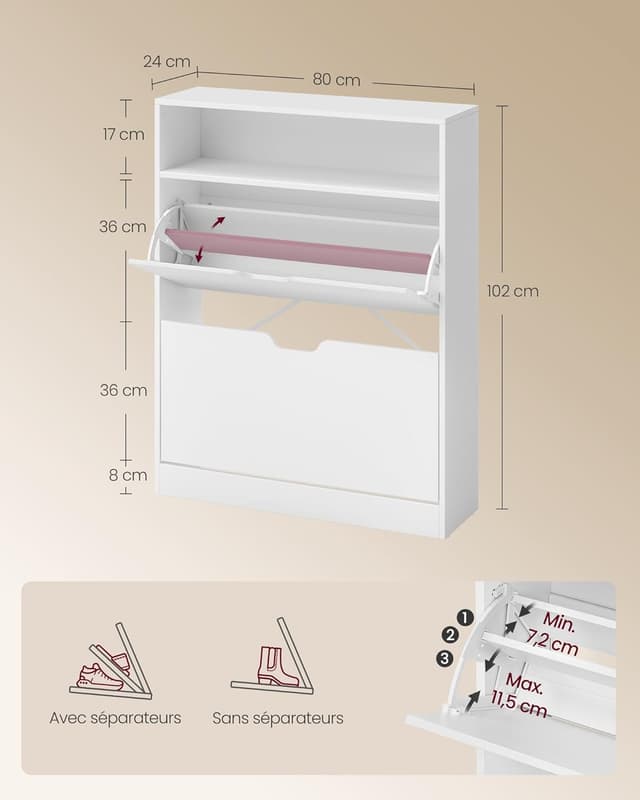 Thumbnail 2 de VASAGLE Meuble à chaussures 102 cm 👞