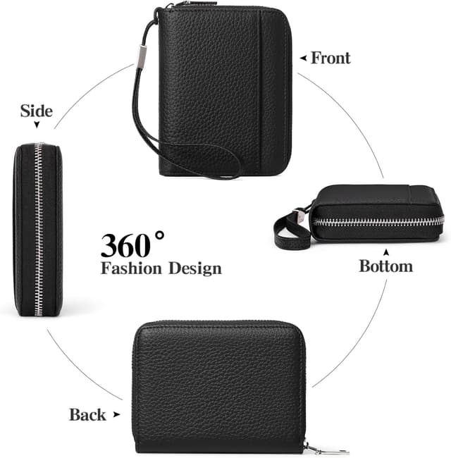 Detalle de SENDEFN women’s leather RFID credit card holder purse with wrist strap, coin pocket (24 slots)