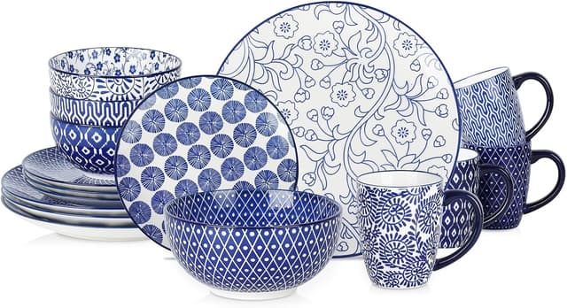 Thumbnail 6 de Selamica 12-Piece Ceramic Dinnerware Set (Plates & Bowls) for 4, Scratch-Resistant, Assorted Colors