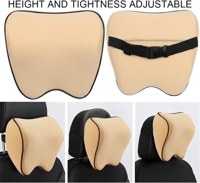 Thumbnail 6 de Alaoo Cuscino Poggiatesta Auto ortopedico con supporto collo e spalle, rimovibile e traspirante (beige, 1 pezzo)