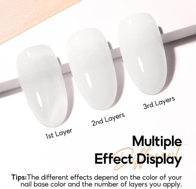 Detalle de PEACECOLOR Jelly Vernis semi permanent transparent blanc (Jelly Gel), 10 ml