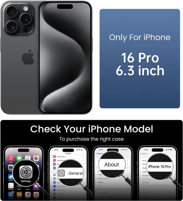 Detalle de Cover OLEPHY per iPhone 16 Pro con cordino regolabile e protezione antiurto/antigraffio, grigio