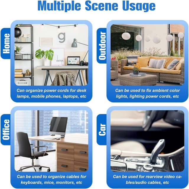 Detalle de Kimsky Kabelhalter Set (100 Stück) mit selbstklebenden Kabelclips in transparent – 3 Größen für Heim & Büro