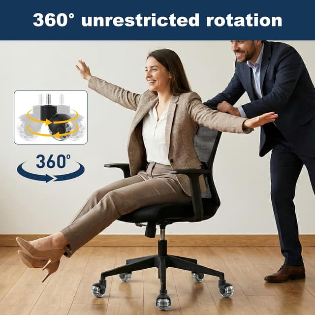 Detalle de Carehabi lot de 5 roulettes pivotantes pour chaise de bureau 11 x 22 mm, rotation 360°