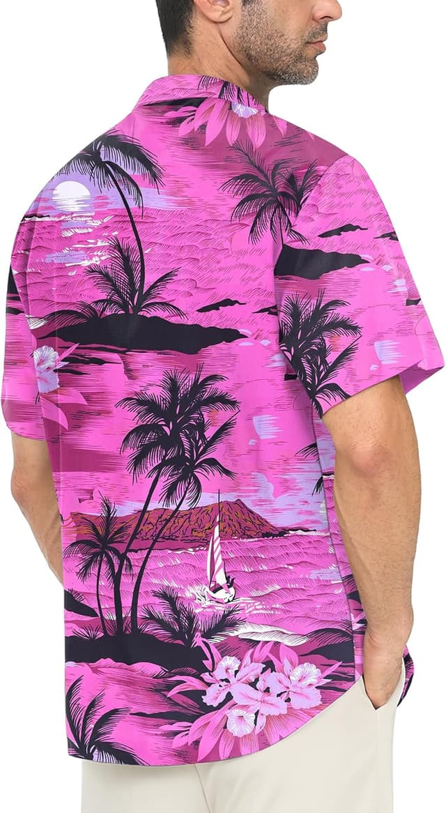 Detalle 2 de Gavliuu Chemise hawaïenne homme à manches courtes imprimé tropical