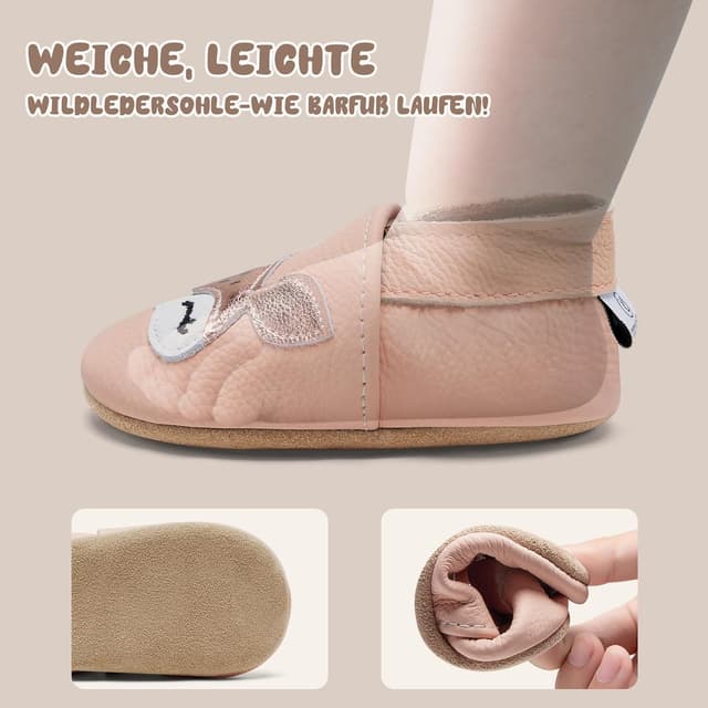 Detalle de IceUnicorn Scarpine neonato primi passi in pelle morbida con suola scamosciata antiscivolo