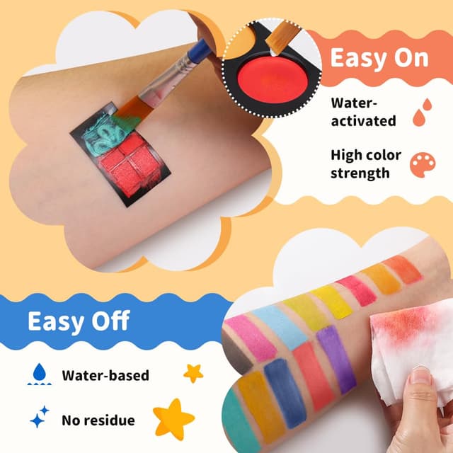 Detalle 2 de Janolia Kinderschminken Set mit 20 Wasserfarben (Gesichtsfarbe) für Fasching, Halloween & Theater-Make-up