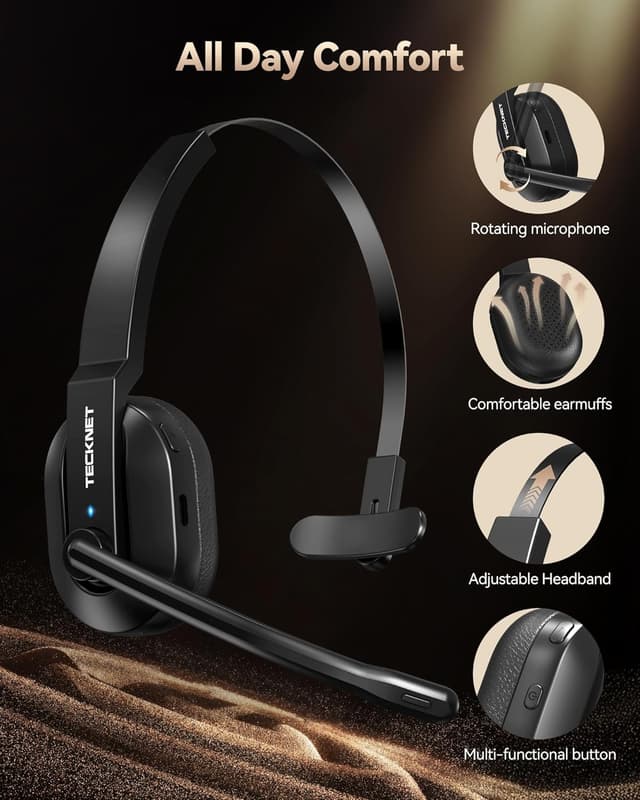 Thumbnail 5 de TECKNET Bluetooth Headset 50h Talk Time