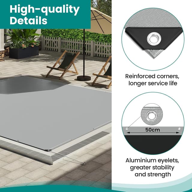 Detalle de WOLTU Telone occhiellato idrorepellente 1,5x2 m in PE 280 g/m² (grigio+nero)